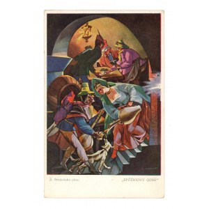 Kunstpostkarte - Der späte Gast. Mal. Z. Stryjeńska (1840)