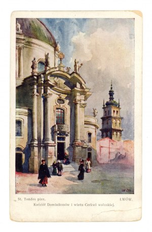 Lviv - Dominican Church and the tower of the Wallachian Church (1986)