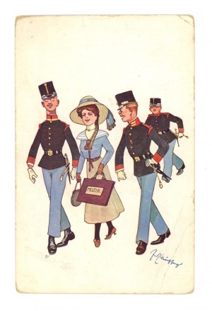 Art postcard - Soldiers of the Austro-Hungarian army. Caricature (2080)
