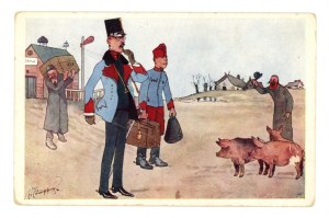 Art postcard - Soldier of the Austro-Hungarian army. Caricature (2081)