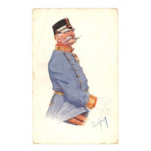Pocztówka artystyczna - Żołnierz armii austro-węgierskiej. Karykatura (2083)