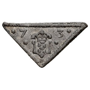 Gdansk, Token 1573, A.: Renaissance cartouche with the coat of arms of the city of Gdansk, in the field numbers 7-3 and ornaments, Rv: In the field the number 73.