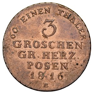 Grand Duchy of Poznan, 3 pennies 1816 B, Wroclaw.