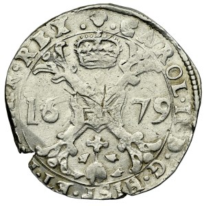 Spanish Netherlands, Carol II 1665-1700, 1/2 Patagon 1679, 1/2 thaler, Bruxelles.