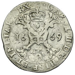Pays-Bas espagnols, Carol II 1665-1700, 1/2 Patagon 1669, 1/2 Thaler, Anvers.