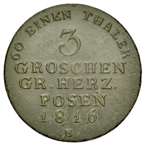 Grand Duchy of Poznan, 3 pennies 1816 B, Wroclaw.