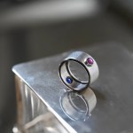 Double-sided ring with sapphire and ruby, Italy