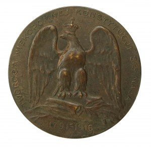 Second Republic, Medal 125th Anniversary of the Constitution of May 3, 1916. rare (210)