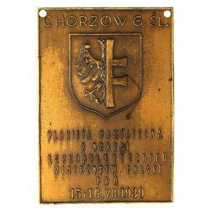 II RP, Plakieta Lekkoatletyczne Mistrzostwa Polski Pań, Chorzów 1939. Rzadka (263)