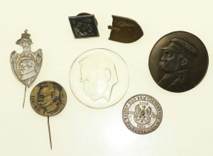 II RP, badge set, Jozef Pilsudski, 7 pcs. (291)