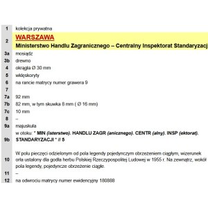 PRL, pieczęć Ministerstwo Handlu Zagranicznego - Centralny Inspektor Standaryzacji - lakowa (295)