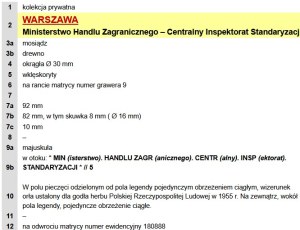 PRL, stamp Ministry of Foreign Trade - Central Inspector of Standardization - lac (295)
