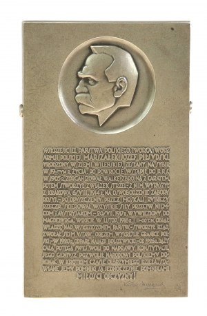 Second Republic, Plaket (SILVER, 102x60), J. Pilsudski, Resurrector of the State 1931. State Mint (529)