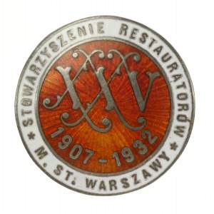 II RP, Odznaka Stowarzyszenie Restauratorów M. St. Warszawy XXV 1907-1932 (721)