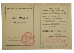 People's Republic of Poland, Legitimation for Silver Cross of Merit, 1945 (524)