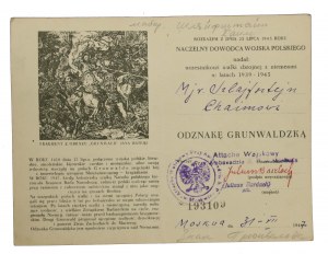 People's Republic of Poland, Grunwald badge with card, Embassy in Moscow 1947 (526)