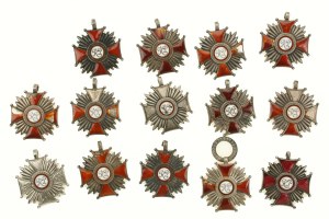 People's Republic of Poland, Set of Silver Crosses of Merit of the Republic of Poland from 1946-1952. 14 pieces total. Silver (652)