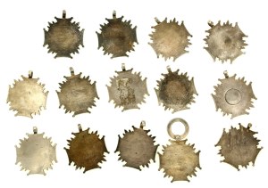 People's Republic of Poland, Set of Silver Crosses of Merit of the Republic of Poland from 1946-1952. 14 pieces total. Silver (652)