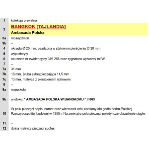 PRL, pieczęć Ambasada Polski w Bankoku (Tajlandia) (916)