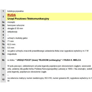 PRL, pieczęć Urząd Pocztowo - Telekomunikacyjny w Ruda (918)