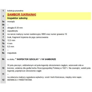 II RP, pieczęć Inspektor Szkolny w Samborze, Kresy (921)