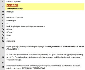 II RP, stamp Municipal Administration in Zbiersk (922)