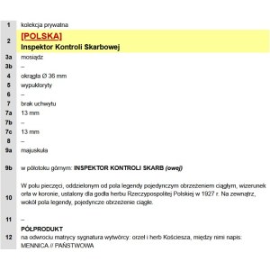 II RP, pieczęć Inspektor Kontroli Skarbowej (929)