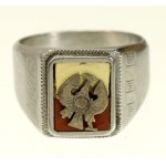 Patriotic signet ring with an eagle from the WWII period. Silver (413)