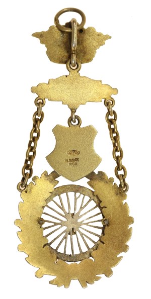 Union Lodz cycling award token, early 20th century. (775)