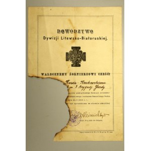 II RP, Nadanie odznaki Dywizja Litewsko-Białoruska, 1919. Rzadkie (787)