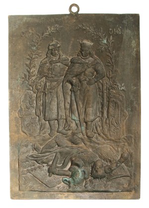 Placard of Jagiello and Vytautas, commemorating the Battle of Grunwald, 1910. by Fr. Kopaczyński (869)