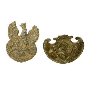 Zestaw, miniatura orzełka legionowego oraz tarcza orzełka Korpusu Polskiego w Rosji (878)