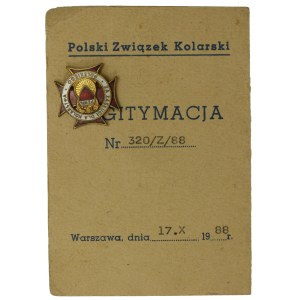 PRL, Odznaka Za Zasługi Dla Kolarstwa Polskiego z legitymacją, 1988 (881)