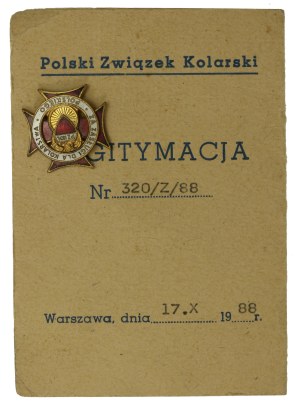 PRL, Badge of Merit for Polish Cycling with ID card, 1988 (881)