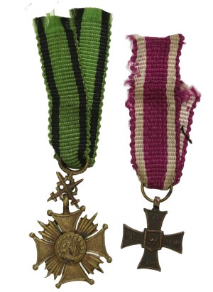 II RP, PSZnZ, set of two miniatures Cross of Valour and Bronze Cross of Merit with Swords (898)