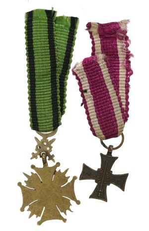 II RP, PSZnZ, set of two miniatures Cross of Valour and Bronze Cross of Merit with Swords (898)