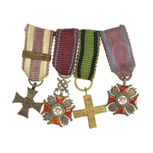 II RP/PRL, zestaw miniatur polskich odznaczeń. Razem 4 szt. (900)