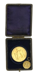 Second Republic, Maritime and Colonial League medal with miniature, in box. Silver (906)