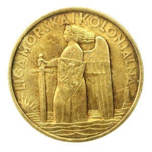 II RP, Medal Liga Morska i Kolonialna z miniaturą, w pudełku. Srebro (906)