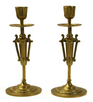 Pair of candlesticks. Gilded bronze. Karl Minter factory. Unlisted (938)
