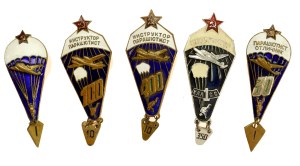 Russia, USSR, set of military badges of a parachute jumper. Total of 5 pcs. (952)