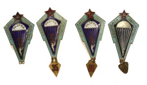 Russia, USSR, parachute jumper civilian badge set. Total of 4 pcs. (951)