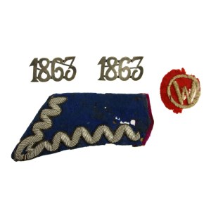 Zestaw patka, cyfry z naramiennika z munduru Powstańca Styczniowego (979)