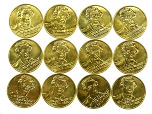 Third Republic, set of 2 gold 1999, 150th anniversary of J. Slowacki's death. Total of 12 pcs. (201)