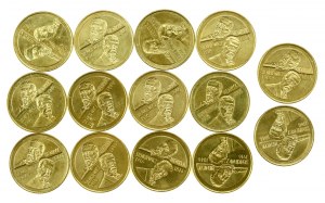 III RP, set of 2 gold 1996, Henryk Sienkiewicz. 14 pieces total. (206)
