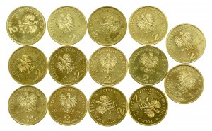 III RP, set of 2 gold 1996, Henryk Sienkiewicz. 14 pieces total. (206)