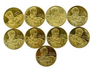 III RP, set of 2 gold 2001, John III Sobieski. Total of 9 pcs. (208)