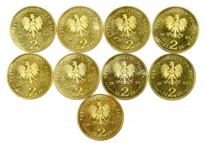 III RP, set of 2 gold 2001, John III Sobieski. Total of 9 pcs. (208)
