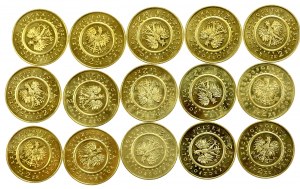 III RP, set of 2 gold 1997, Pieskowa Skala Castle. 15 pieces total. (210)