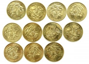Third Republic, set of 2 gold 1998, 200th anniversary of the birth of Adam Mickiewicz. 11 pieces total. (211)